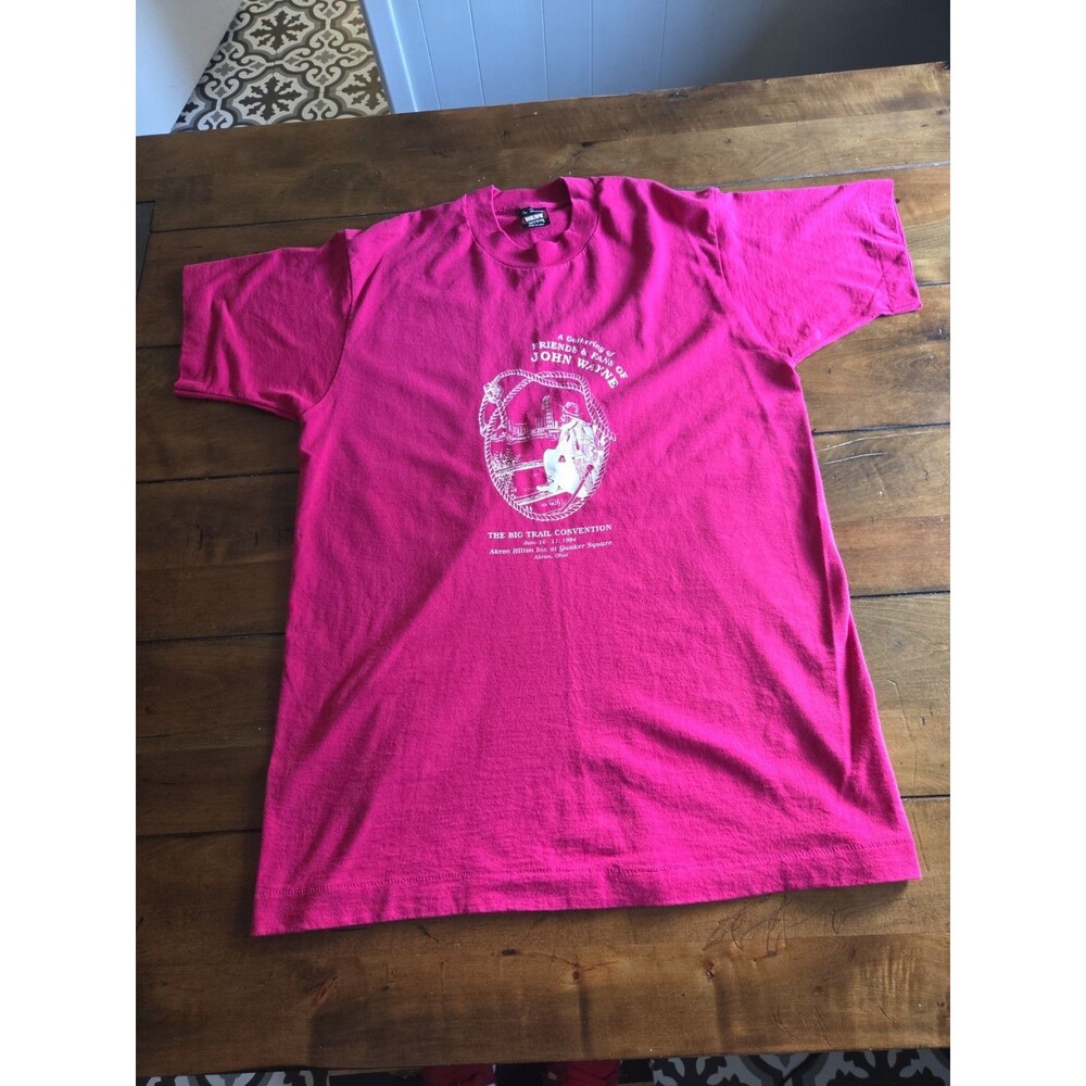 Vintage 1994 John Wayne Shirt Large Pink The Big Trail Convention Single Stitch